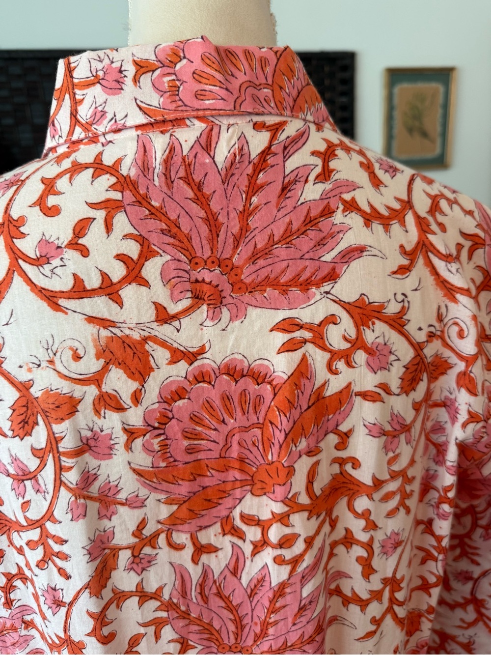 🌺 Guadalupe Design Meredith Floral Maxi Dress Coral Pink Cotton Tiered Boho M - Picture 10 of 12
